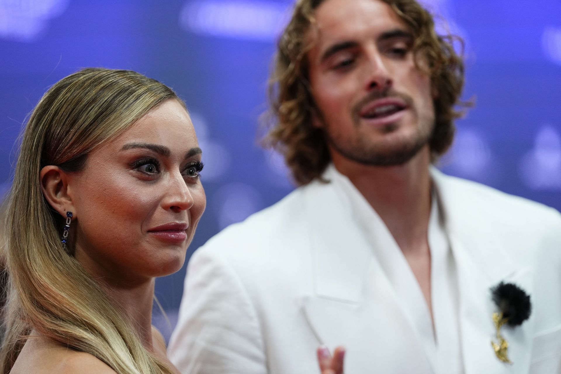 Paula Badosa(left) and Stefanos Tsitsipas(right) at the 2025 Laureus World Sport Awards. Image: Getty